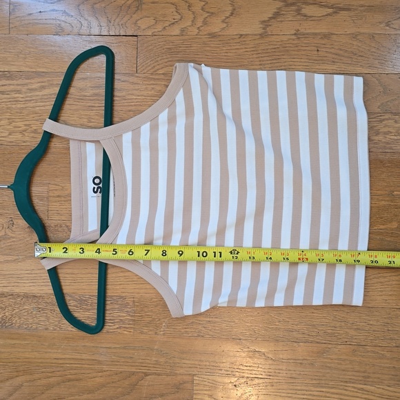 SO BRAND WOMENS JUNIOR SIZE TAN AND WHITE STRIPES TANK TOP SIZE LARGE - Picture 9 of 13
